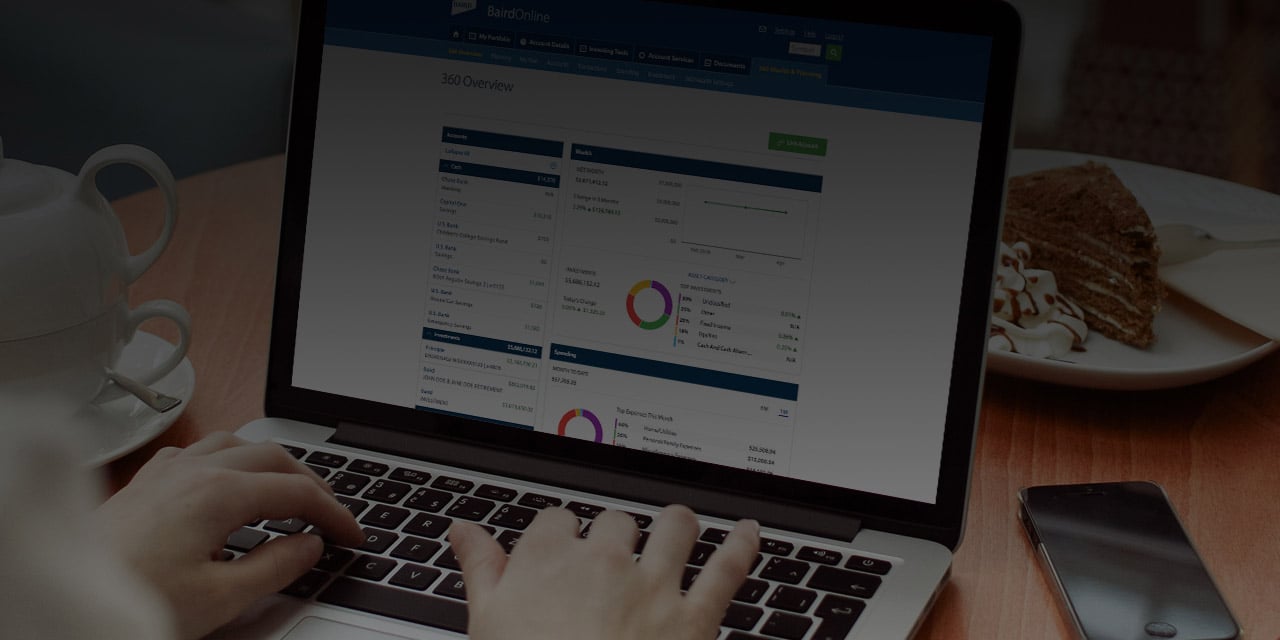 Individual looking at Baird Online on their laptop
